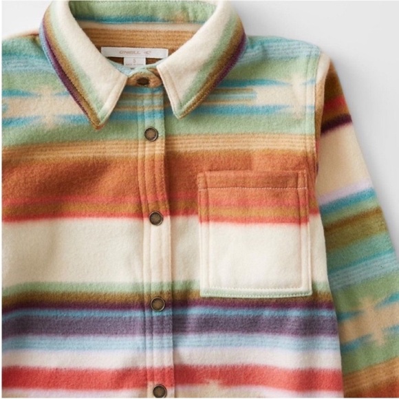 O'Neill Kids Fleece Striped Button Down Shirt - Multicolor - Picture 2 of 12